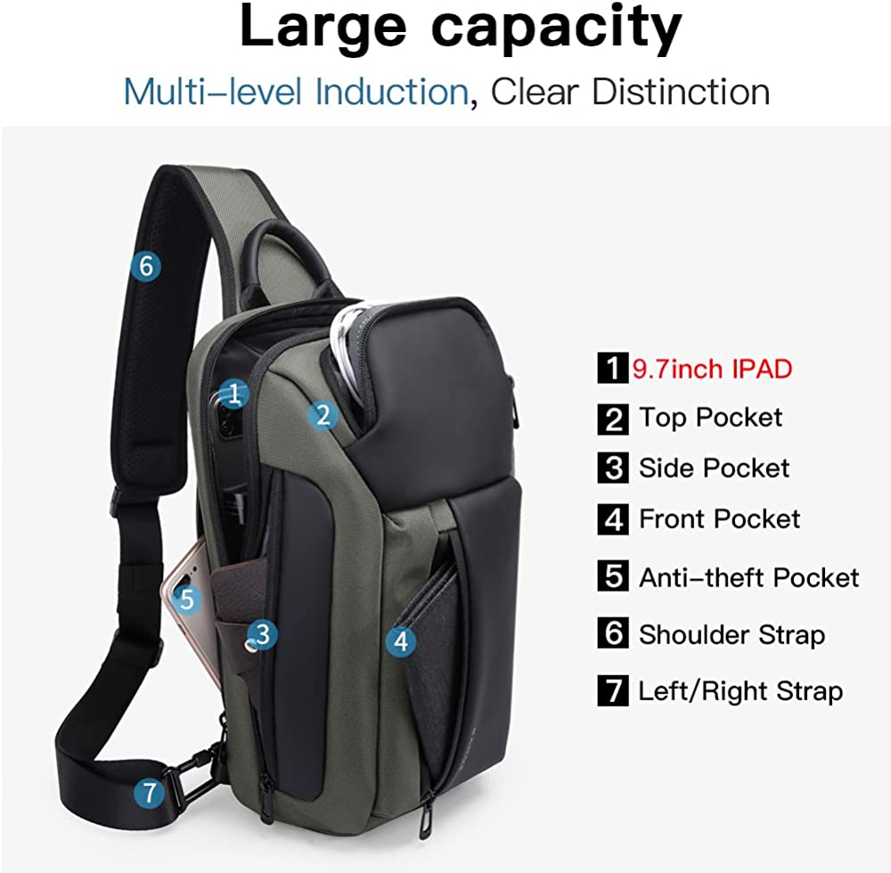 BANGE Sling Bag, Waterproof Men's Chest Bag Shoulder bags Crossbody Sling Backpack for Men… - Image 2